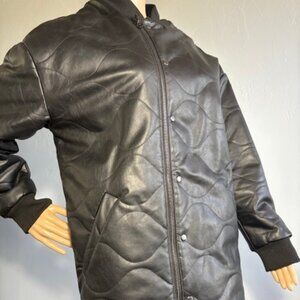 Evereve Oversized Reversible Faux Leather Quilted Jacket Size XS